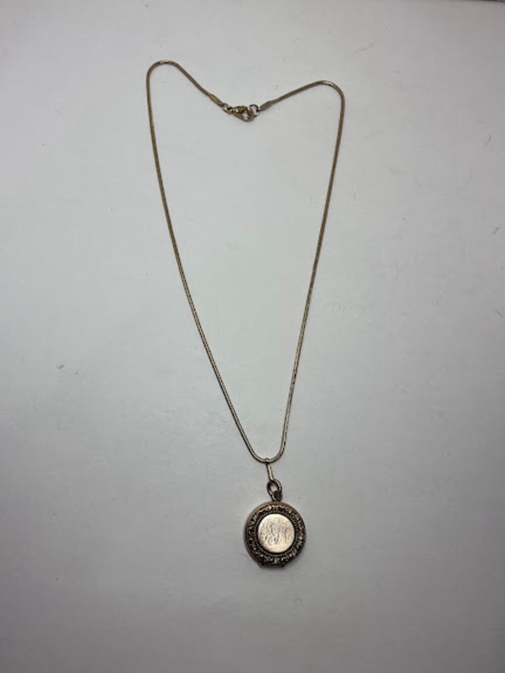 Victorian Gold Filled Locket 1 5/8" Diameter with Later Gold Plated 17" Chain